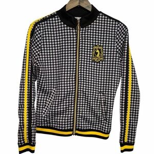 Baby Phat Vintage Y2K Track Jacket Womens Medium Houndstooth Striped Black/White